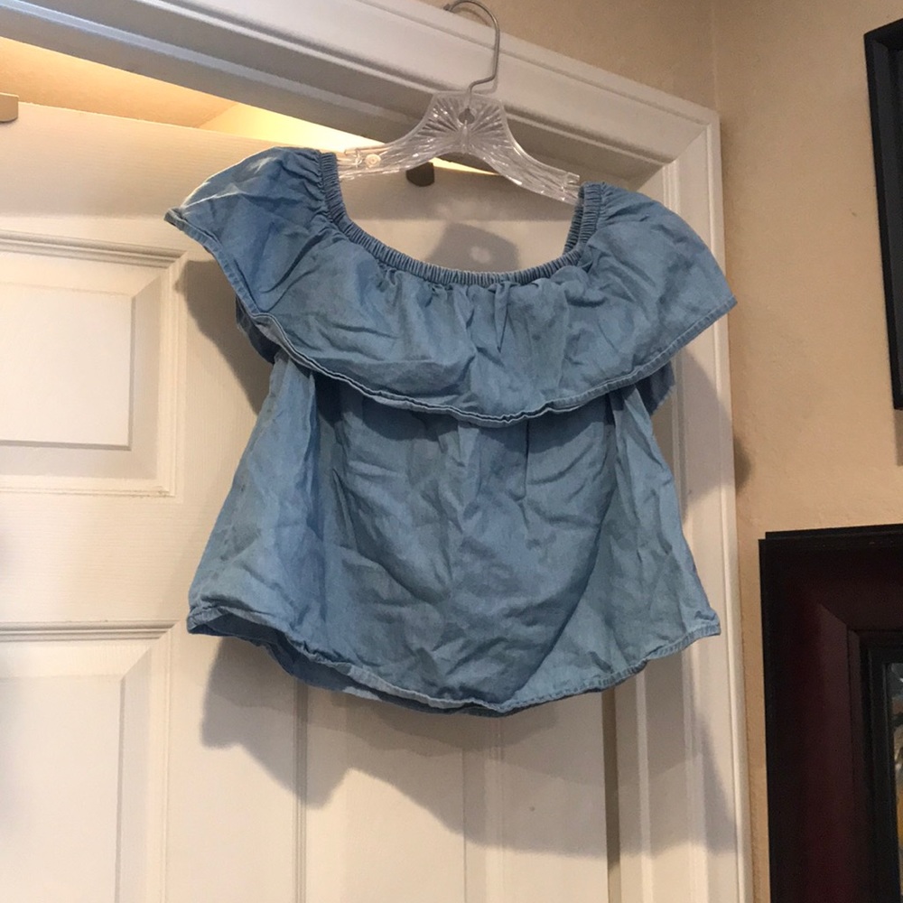 Charlotte Russe blue cotton off-the-shoulder top